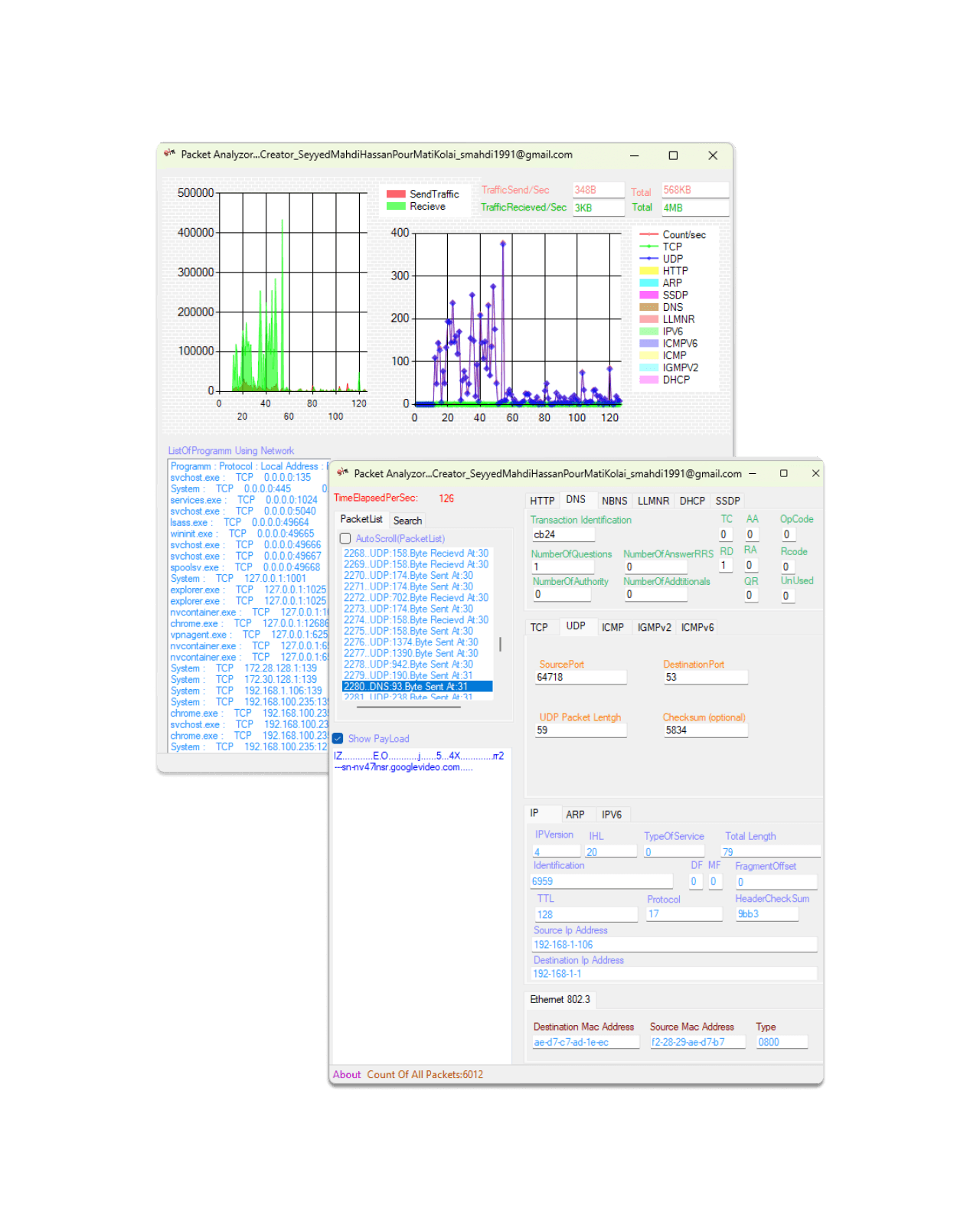 Bavin - A Realtime StackedUI Packet Analyzer for Students